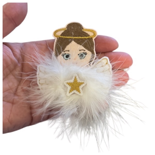 Angel Fluffy Feltie Bow Parts Brown