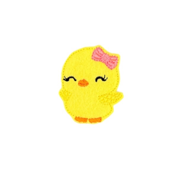 Cute Chick Feltie With Pink Bow 