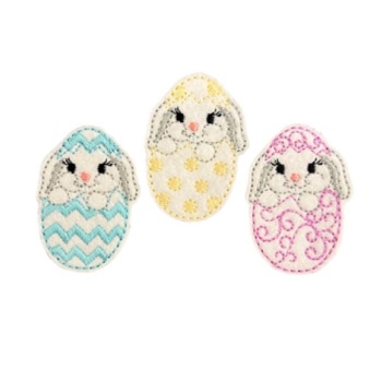 Set 3 hatching bunny egg feltie
