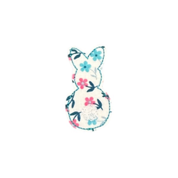 Bunny Butt Feltie White Floral Blue