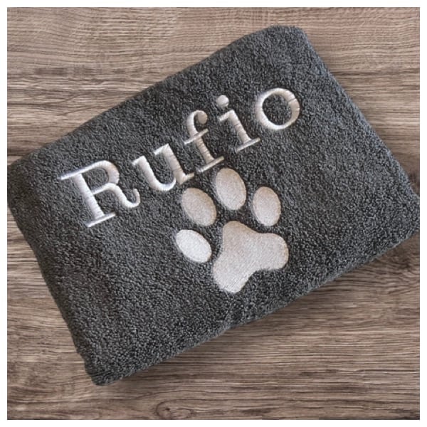 Personalised Hand Towel Paw Charcoal