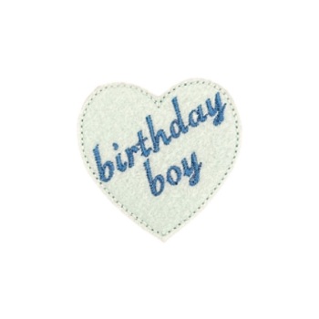 Birthday Boy Heart Feltie Blue