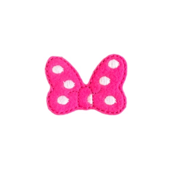 Polka Dot Bow Feltie Pink
