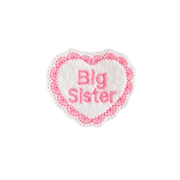 Big Sister Fancy Heart Feltie Pink