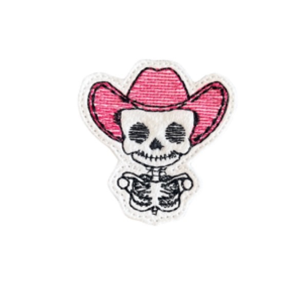 Cow Girl Skelton Feltie Pink