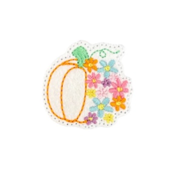 Pumpkin with Flowers Feltie White