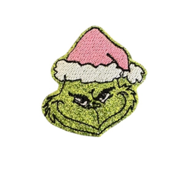 Mean Green Santa Hat Feltie Pink