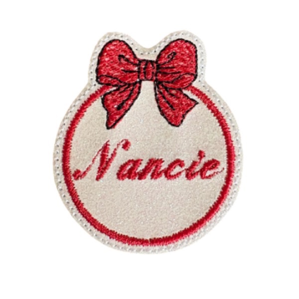 Personalised bow bauble Feltie red