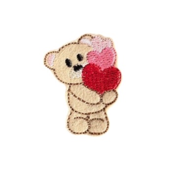 Valentine bear with hearts Feltie brown
