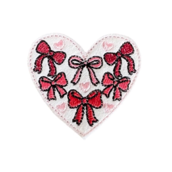 Bow heart Feltie Red