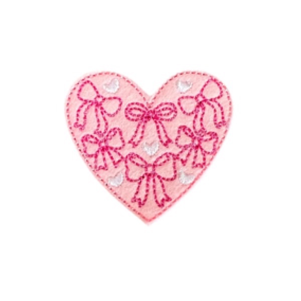 Bow heart Feltie pink