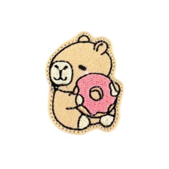 Capybara eating doughnut feltie