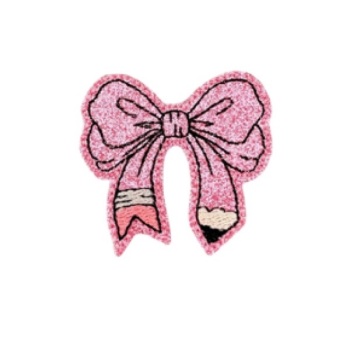 Pencil Bow Feltie pink glitter