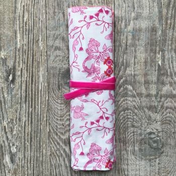 Bamboo Cutlery Wrap - Japanese Koi Pink