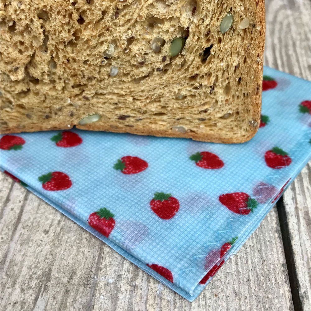Bread Bag - Strawberries - Blue