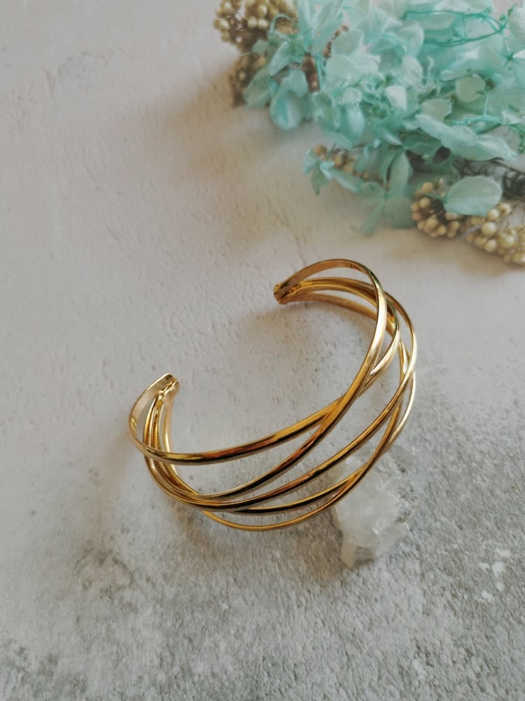 Gold Tone Statement Wire Cuff Bracelet