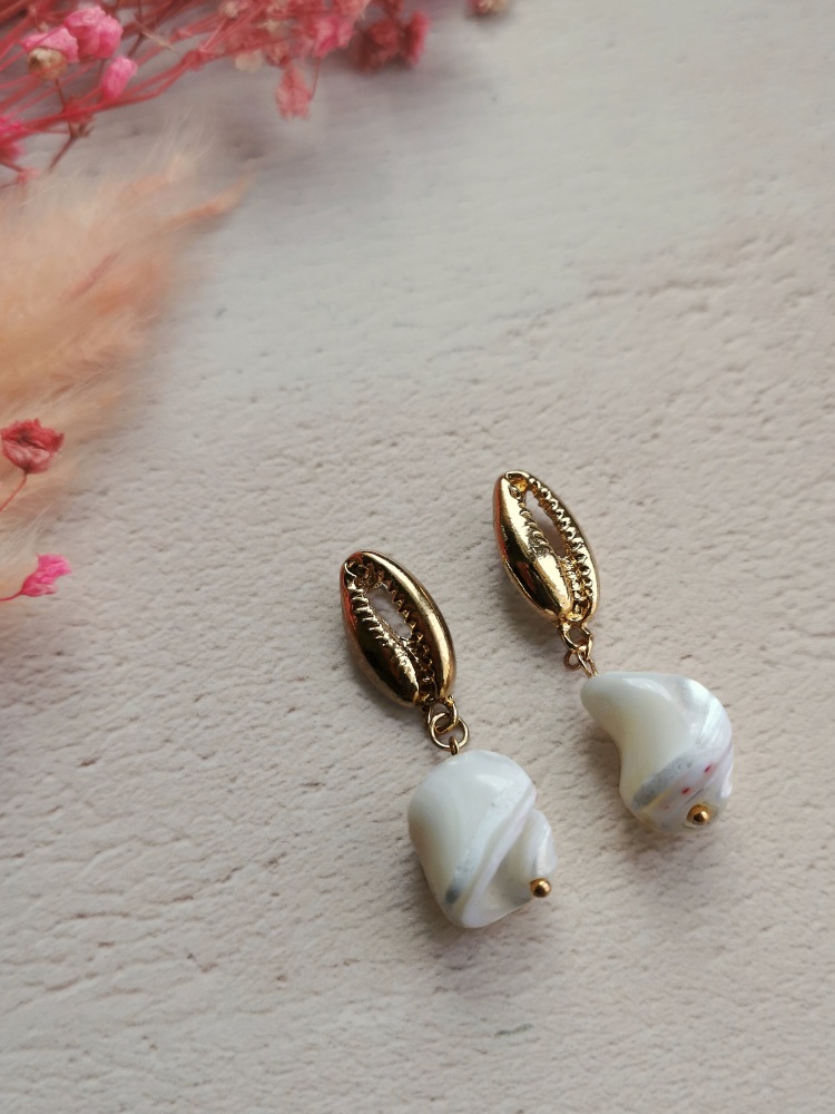 Gold Tone S And Stone Drop Pendant Earrings By Emi Jewellery - Stone Pendant Earrings