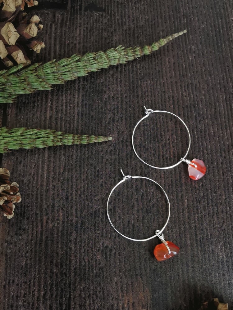 Sterling Silver Hoop & Semi Precious Stone Earrings