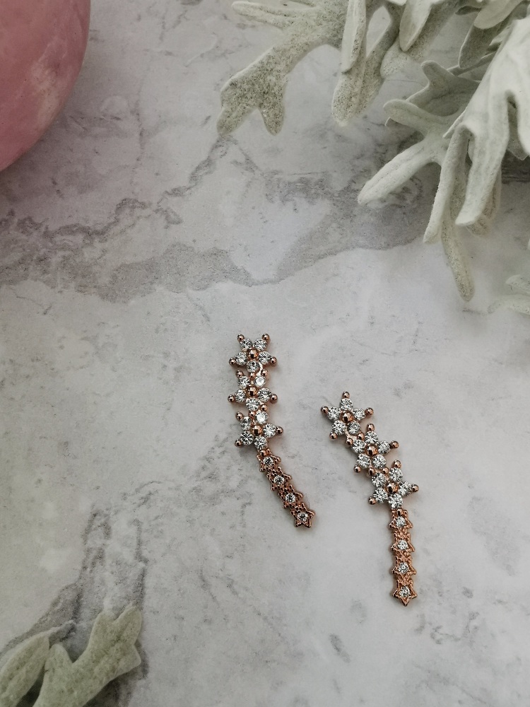 Rose Gold Multi Star Cubic Zirconia Ear Climber