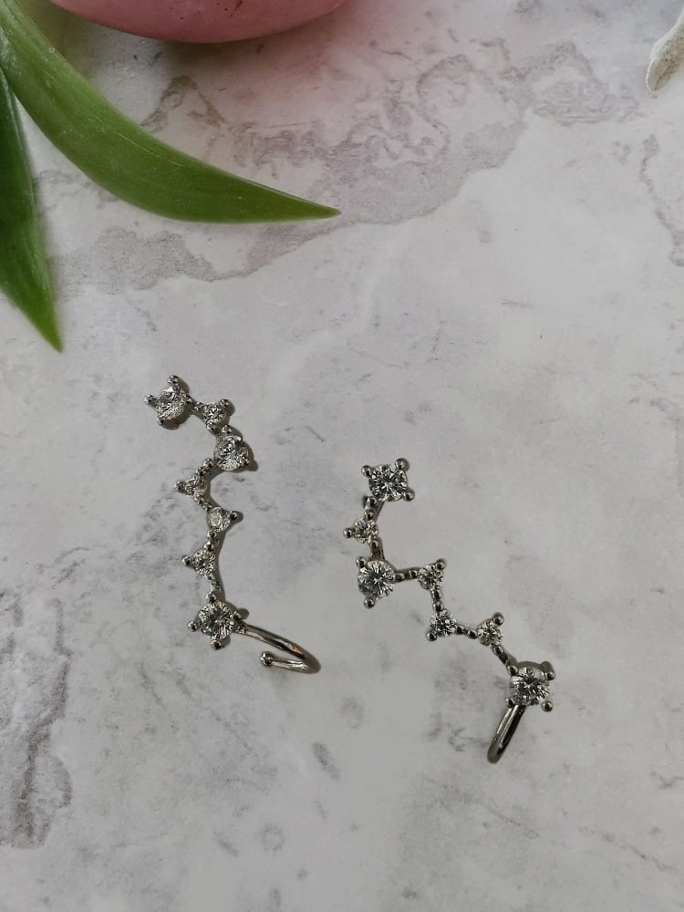 Silver Tone Scatter Cubic Zirconia Ear Jacket