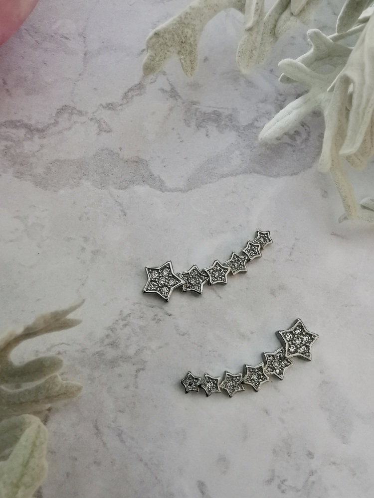 Silver Tone Shooting Star Cubic Zirconia Ear Climber