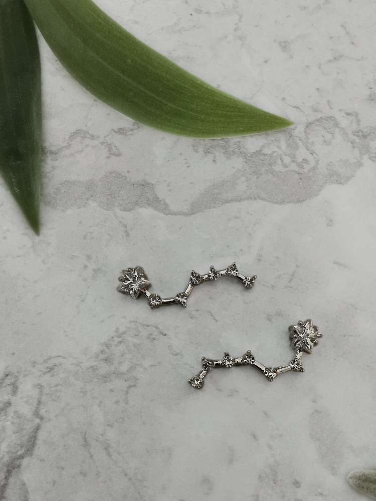 Silver Tone Star Cubic Zirconia Ear Climber