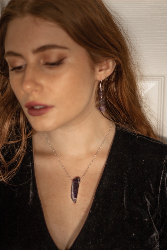 925 Sterling Silver & Amethyst Pendant Necklace