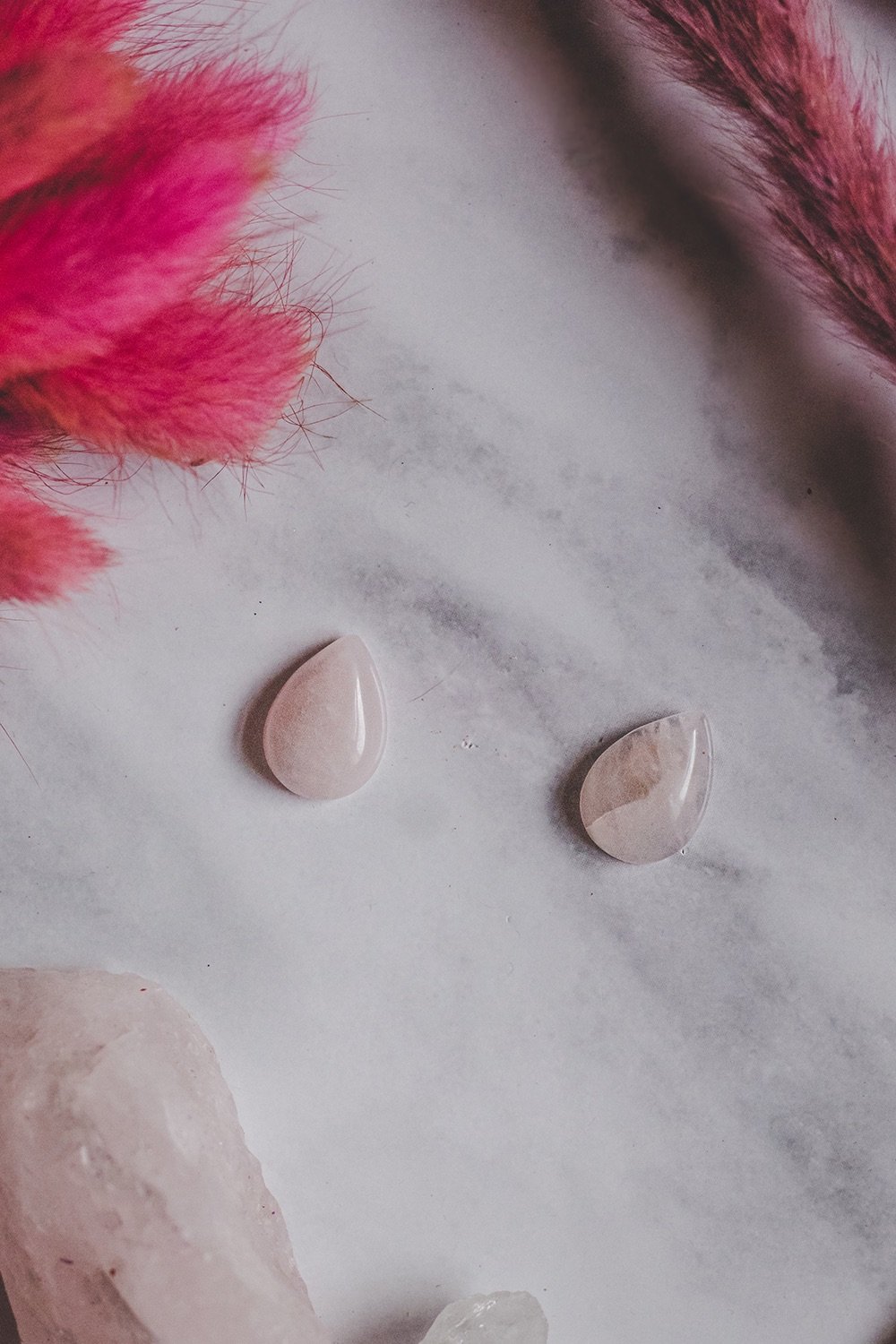 925 Sterling Silver & Rose Quartz Rain Drop Stud Earrings