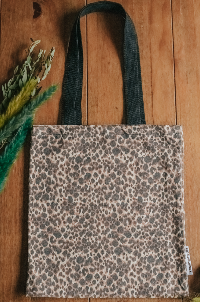 Cotton Canvas Leopard Print Shopper Tote Bag by Xander Kostroma