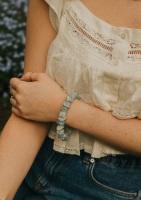 925 Sterling Silver Aquamarine Crystal Rock Statement Bracelet