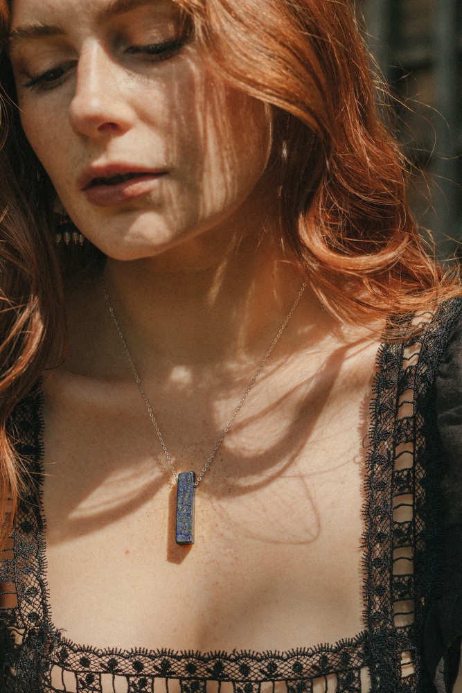 925 Sterling Silver & Lapis Lazuli Pendant Necklace