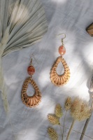 Rattan & Orange Agate Summer Earrings