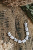 Howlite Semi Precious Stone and 925 Sterling Silver Necklace