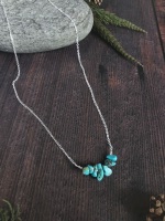Sterling Silver Turquoise Semi Precious Stone Necklace