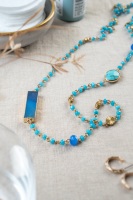 Turquoise & Chalcedony Semi Precious Wrap Necklace
