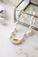 925 Sterling Silver Mother of Pearl Necklace with Detail