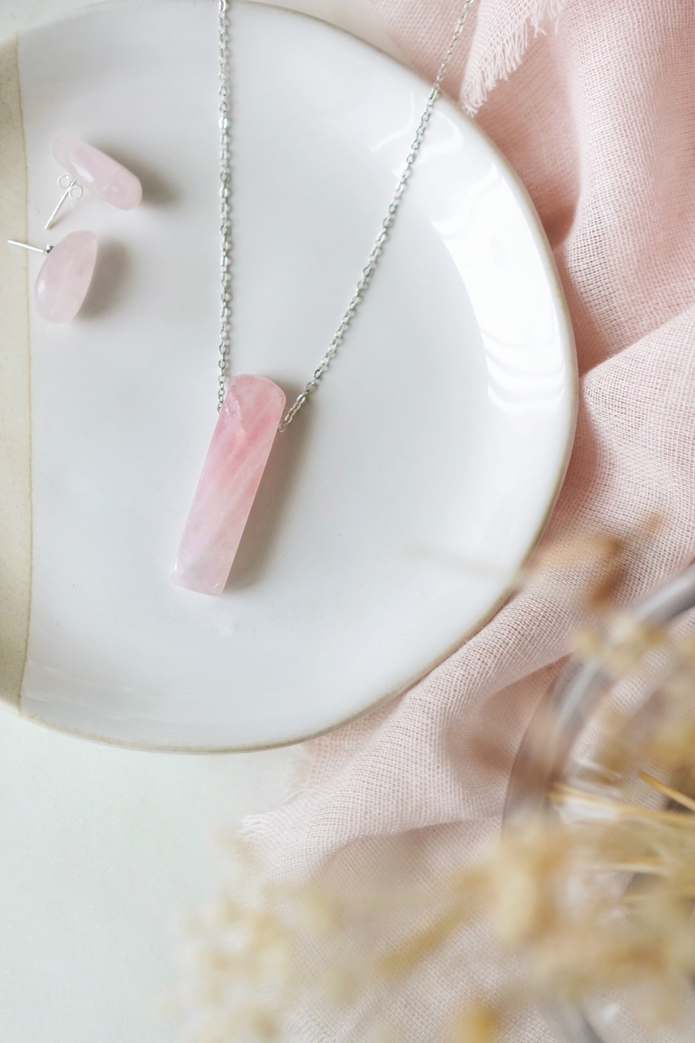 Cherry Quartz necklace choker Sterling Silver small pink gemstone pendant  Healing Crystal broken heart anxiety - Heart Chakra jewellery Gift