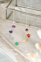925 Sterling Silver 7 Chakra Raw Stone Crystal Necklace