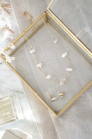 Gold Tone Raw Quartz Stone Crystal Choker Necklace
