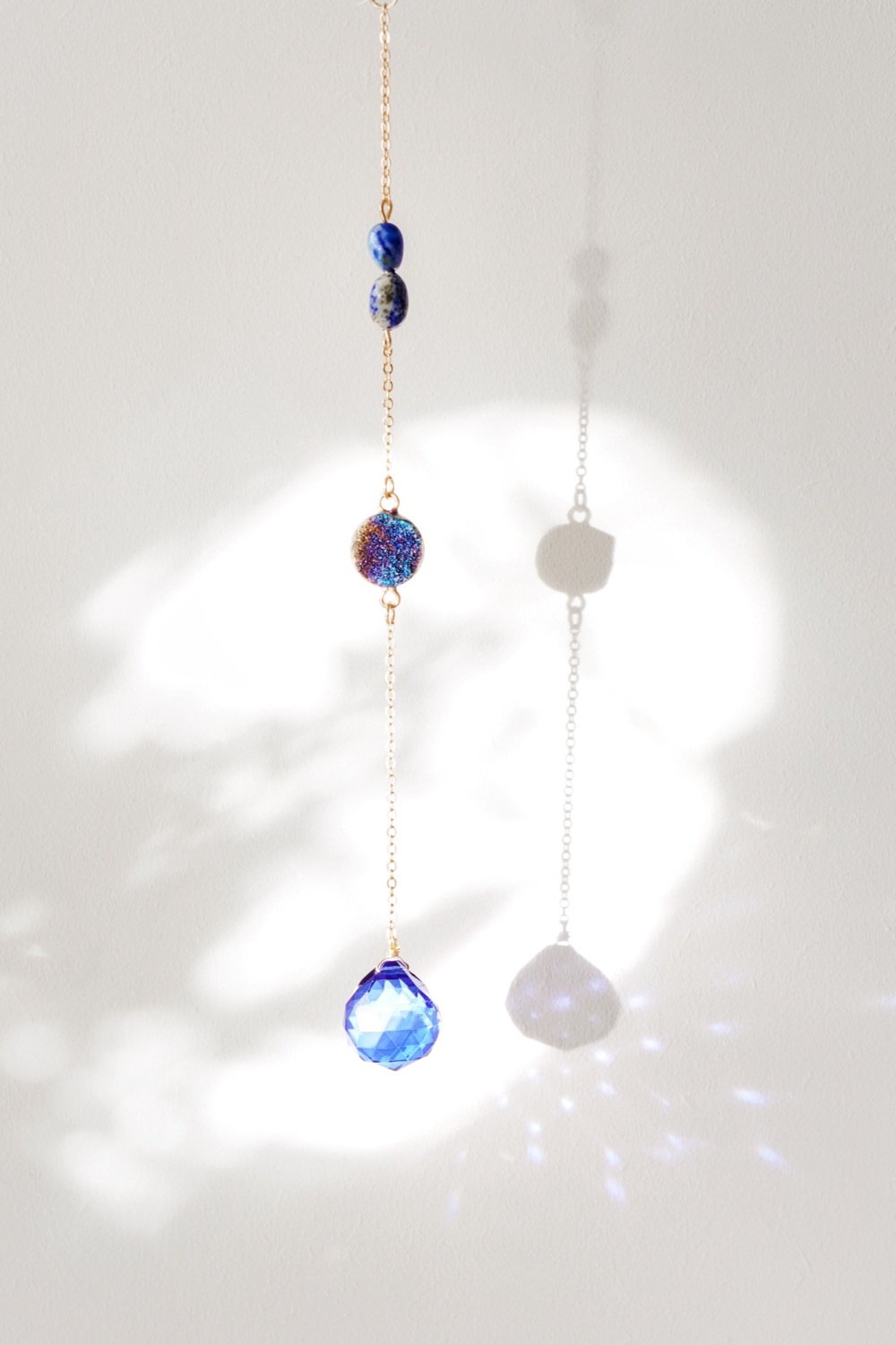 Raw Sapphire Blue Agate & Lapis Lazuli Mini Crystal Window Suncatcher