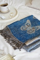 All Over Butterfly Ombre Pashmina - Blue Mix