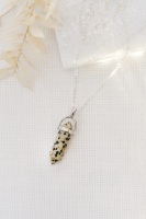 925 Sterling Silver Dalmatian Jasper Crystal Point Necklace
