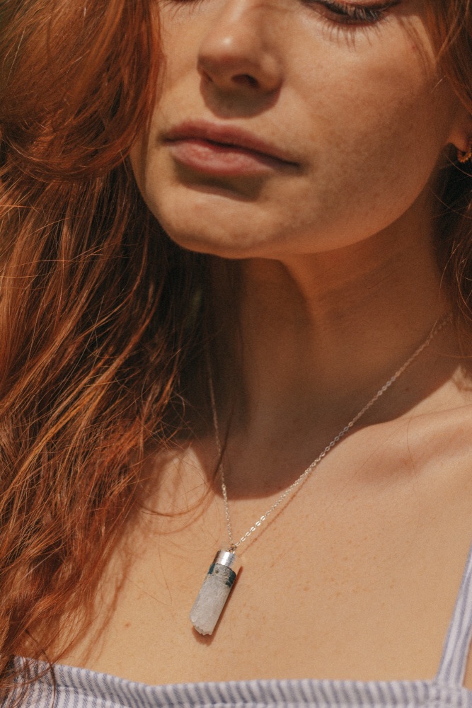 Sky Blue Druzy Crystal Pendant Necklace