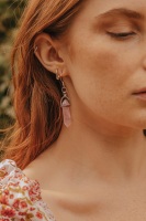 925 Sterling Silver Rose Quartz Crystal Point Earrings