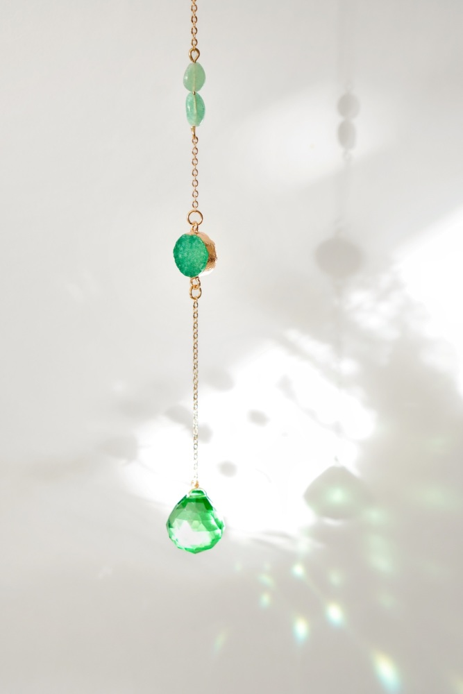 Mini Green Agate & Aventurine Window Crystal Suncatcher