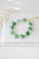 Green Aventurine & Gold Love Heart Crystal Bracelet