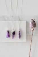 925 Sterling Silver Raw Amethyst Wrapped Pendant Necklace