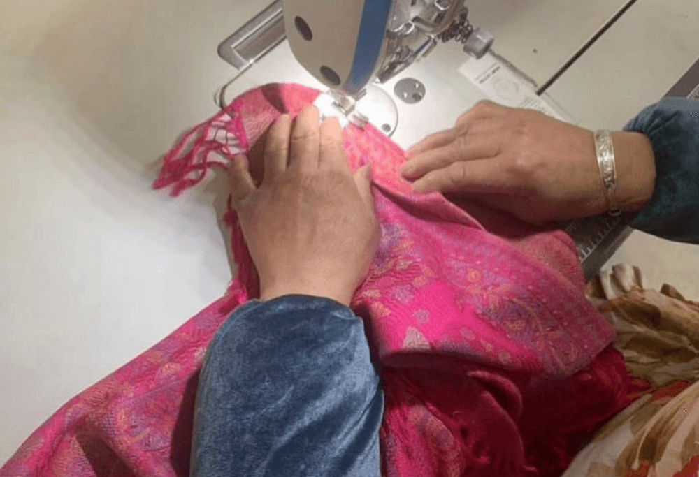 Fuchsia Pink Pashmina by Xander Kostroma in production 