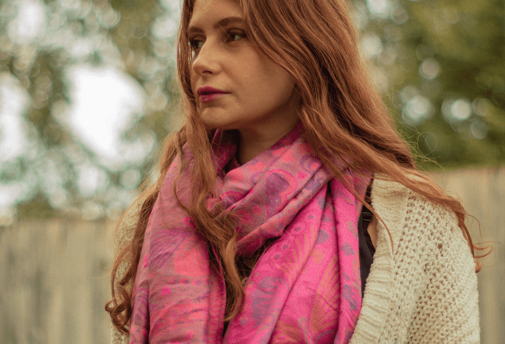 Fuchsia Pink Pashmina by Xander Kostroma campaign