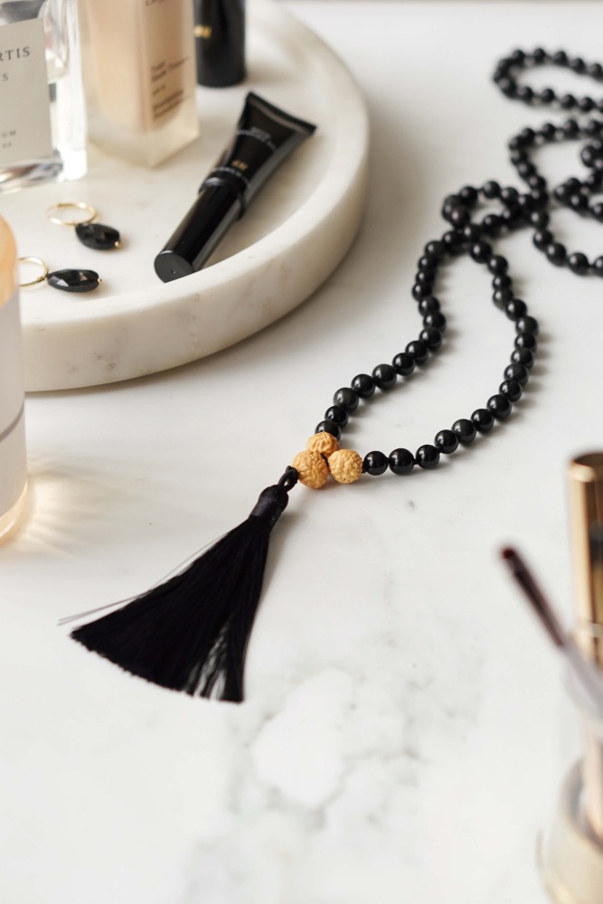 Black Obsidian Mala Necklace by Xander Kostroma